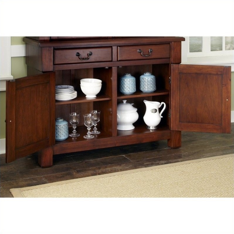 Pemberly Row Contemporary Wood Buffet in Rustic Cherry