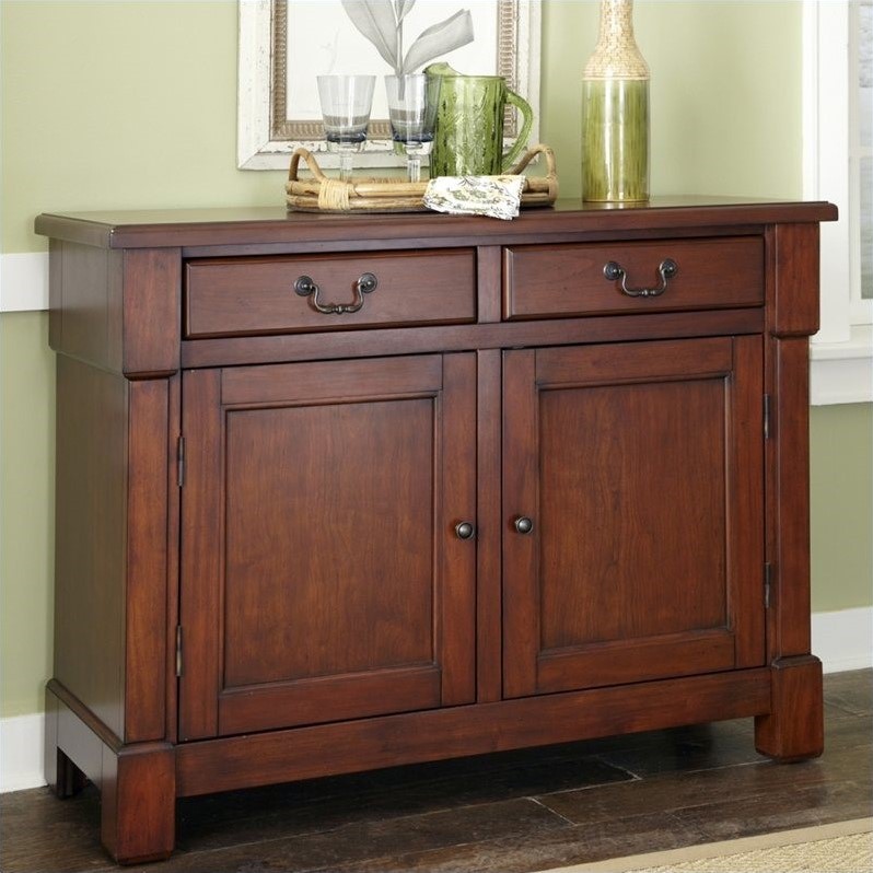 Pemberly Row Contemporary Wood Buffet in Rustic Cherry