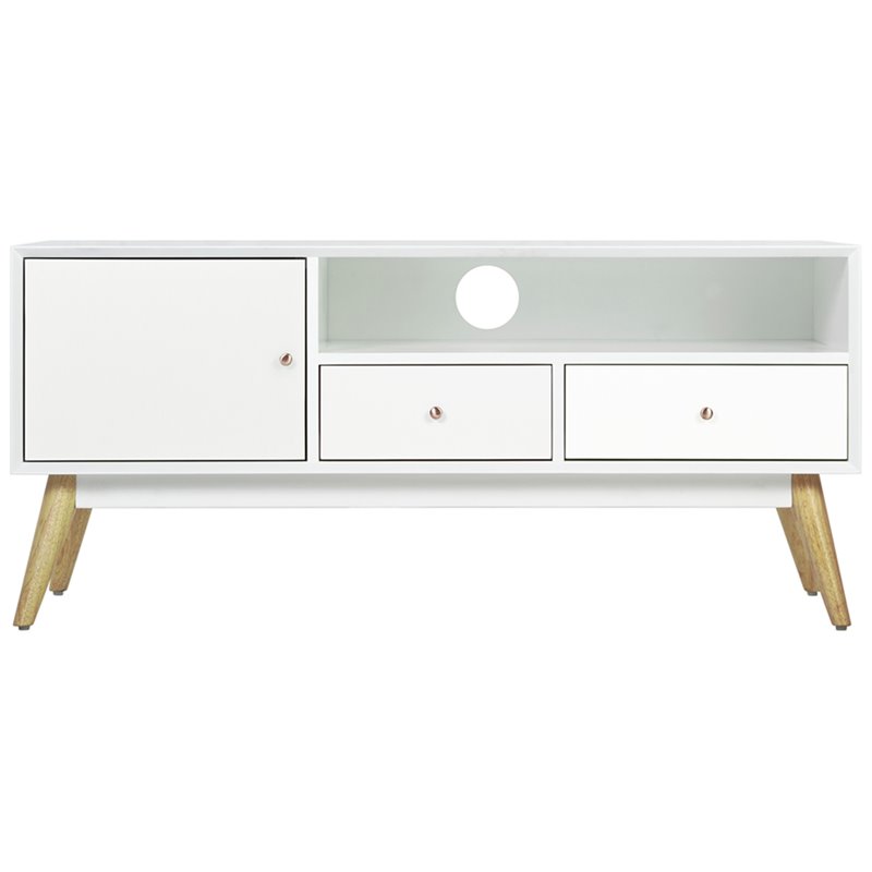 Pemberly Row Mid-Century Wood Sideboard in French White