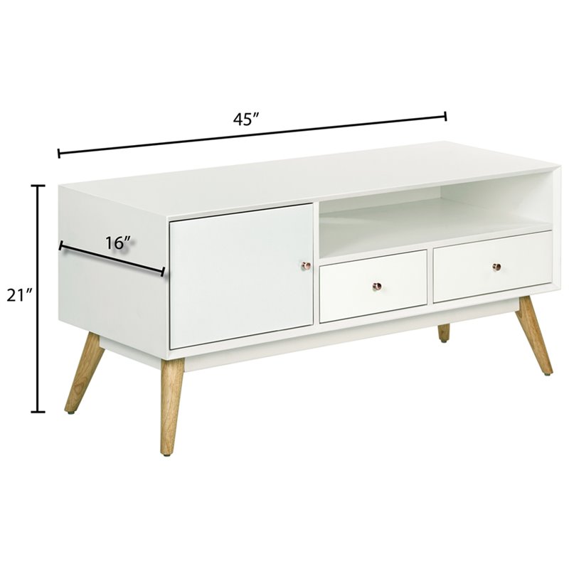 Pemberly Row Mid-Century Wood Sideboard in French White
