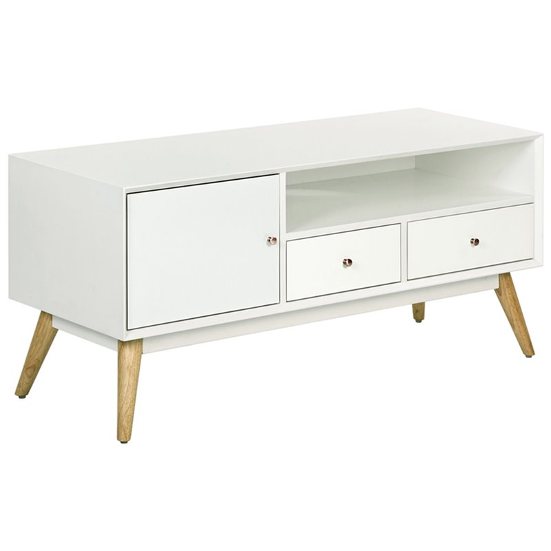 Pemberly Row Mid-Century Wood Sideboard in French White