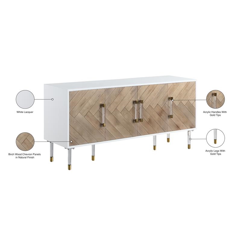 Pemberly Row Contemporary Solid Wood Sideboard / Buffet in White