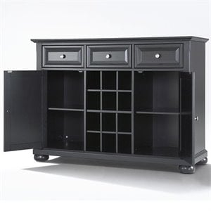 pemberly row contemporary 3 drawer wine rack buffet in black