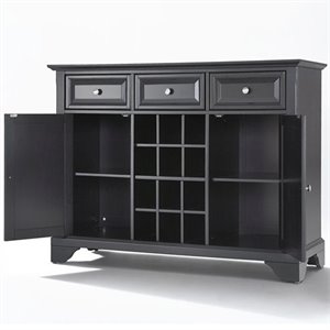 pemberly row contemporary 3 drawer wine rack buffet in black