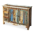 Pemberly Row Rustic 3 Drawer Sideboard wigh Distressed Finish
