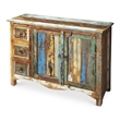 Pemberly Row Rustic 3 Drawer Sideboard wigh Distressed Finish