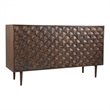 Pemberly Row 3-Door Modern Solid Sheesham Wood Sideboard in Dark Brown