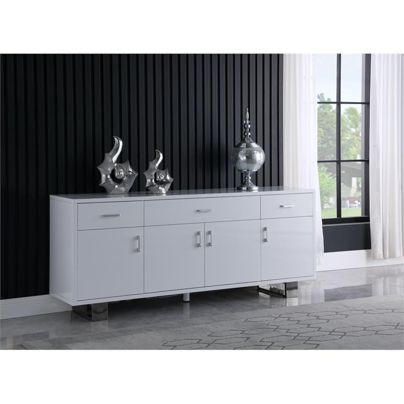 Pemberly Row Contemporary Rich White Lacquer Sideboard/Buffet