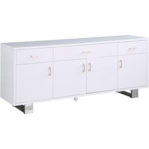 Pemberly Row Contemporary Rich White Lacquer Sideboard/Buffet