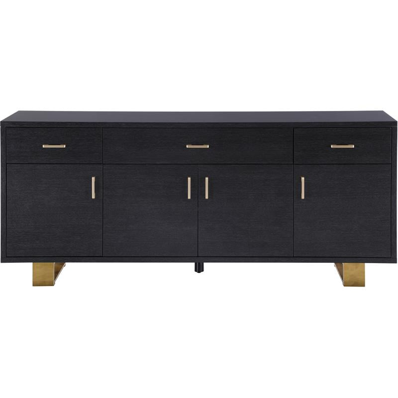 Pemberly Row Engineered Wood Sideboard/Buffet in Rich Gray Oak Veneer Lacquer