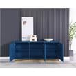 Pemberly Row Modern High Gloss Lacquer Wood Sideboard in Blue