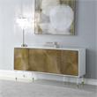 Pemberly Row Solid Wood Sideboard/Buffet in White Lacquer/Gold