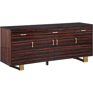 Pemberly Row Sideboard/Buffet in Rich Brown Zebra Wood Lacquer