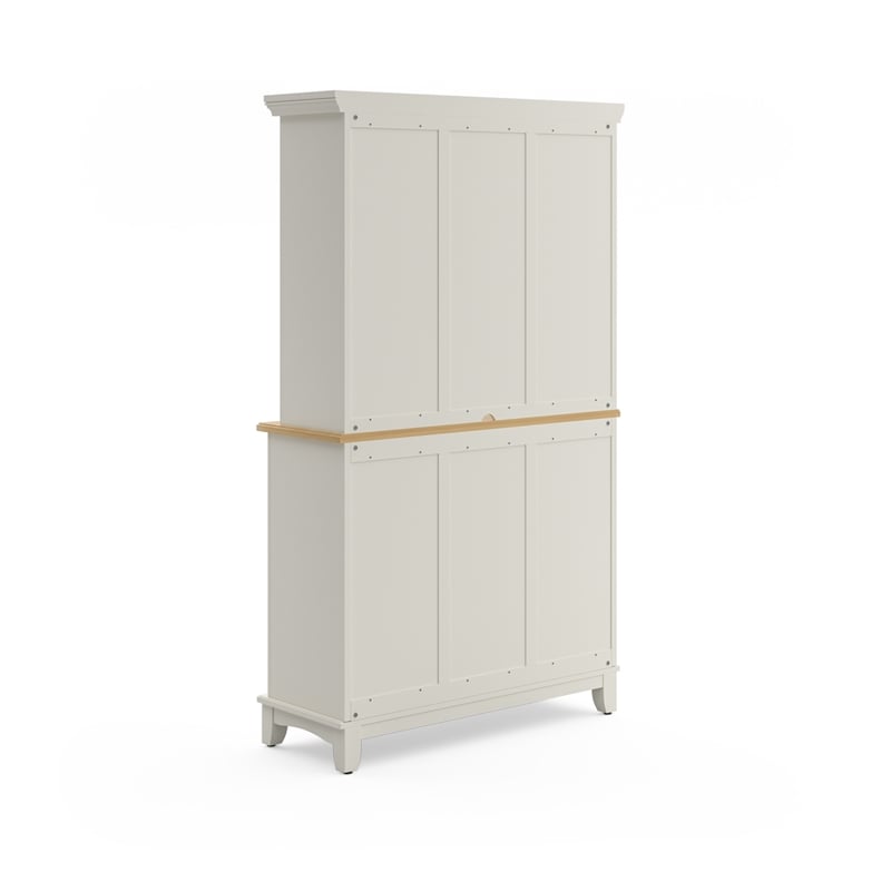 Pemberly Row Wood Top Buffet Server and  2-Door Hutch in Off White