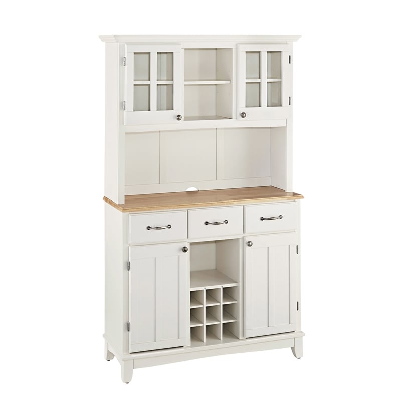 Pemberly Row Wood Top Buffet Server and  2-Door Hutch in Off White