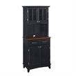 Pemberly Row Black Buffet with Cherry Wood Top and 2-Door Hutch