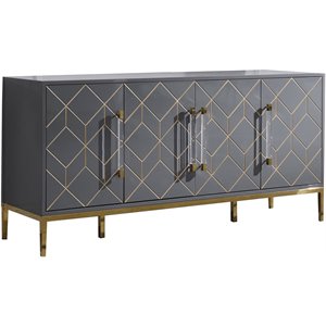 Pemberly Row 65&quot Modern Wood Sideboard with Gold Accents in Gray