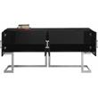 Pemberly Row Modern Solid Wood Sideboard Buffet in Black Lacquer