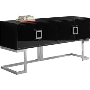 Pemberly Row Modern Solid Wood Sideboard Buffet in Black Lacquer