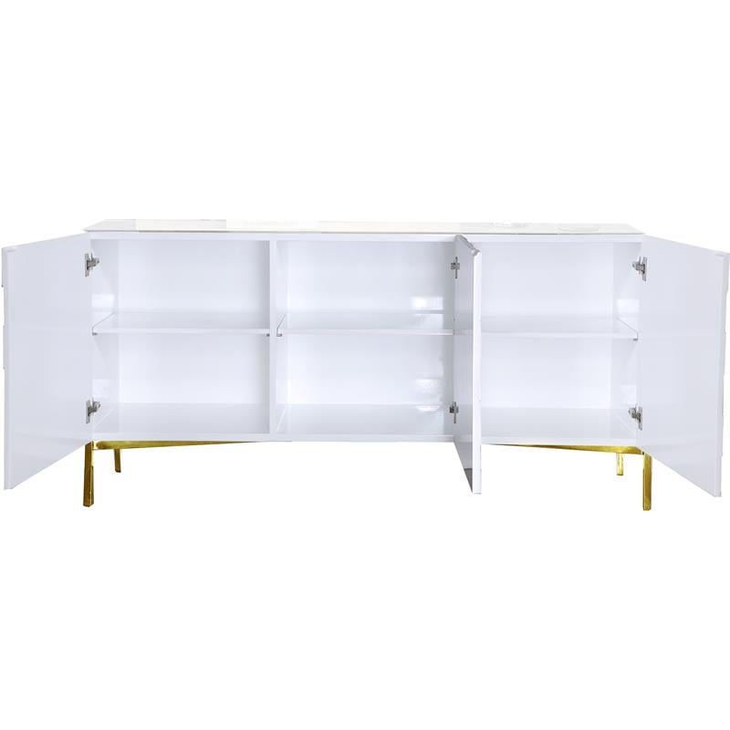 Pemberly Row Modern Solid Wood Sideboard Buffet in White Lacquer