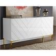 Pemberly Row Modern Solid Wood Sideboard Buffet in White Lacquer