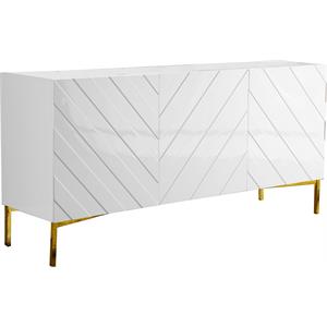 Pemberly Row Modern Solid Wood Sideboard Buffet in White Lacquer