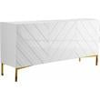 Pemberly Row Modern Solid Wood Sideboard Buffet in White Lacquer