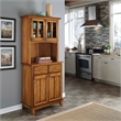 Pemberly Row Wood Buffet  with 2-Door Panel Hutch in Cottage Oak