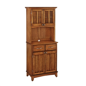 pemberly row wood buffet  with 2-door panel hutch in cottage oak
