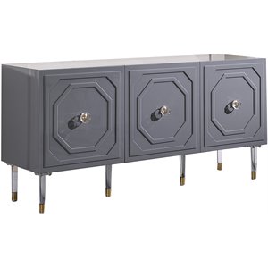 Pemberly Row 65&quot Modern Wood Sideboard with Gold Accents in Gray