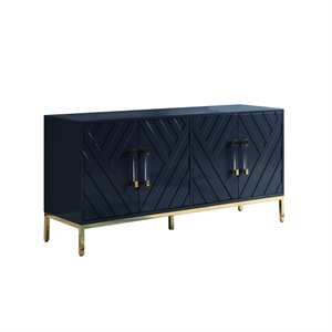 Pemberly Row 64&quot Transitional Wood Sideboard in Navy/Gold Plated