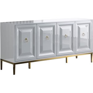 Pemberly Row 65&quot Modern Wood Sideboard with Gold Accents in White