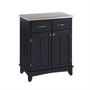 pemberly row modern black hardwood buffet with stainless steel top
