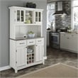 Pemberly Row Hard Wood and Stainless Steel Top Buffet with Hutch in Off White