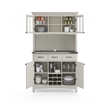 Pemberly Row Hard Wood and Stainless Steel Top Buffet with Hutch in Off White