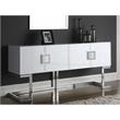 Pemberly Row Solid Wood Sideboard Buffet in White Lacquer and Chrome