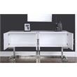 Pemberly Row Solid Wood Sideboard Buffet in White Lacquer and Chrome