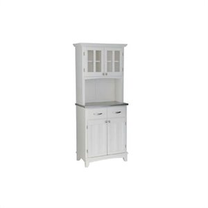 pemberly row steel top buffet server and 2-door panel hutch in white