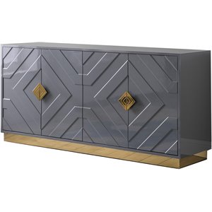 Pemberly Row Mid-Century 65&quot Wood Sideboard with Gold Accents in Gray