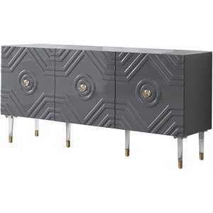 Pemberly Row Mid-Century 65&quot Wood Sideboard with Gold Accents in Gray