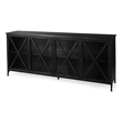 Pemberly Row 79x16 Black Polished Metal With Glass Four Door Sideboard