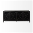 Pemberly Row 79x16 Black Polished Metal With Glass Four Door Sideboard