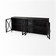 Pemberly Row 79x16 Black Polished Metal With Glass Four Door Sideboard