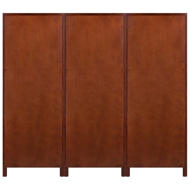 Pemberly Row 3-Piece Transitional Solid Wood Cupboard Set in Walnut
