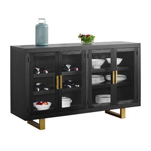 Pemberly Row Mid-Century Rubbed Charcoal Black Solid Hardwood Server