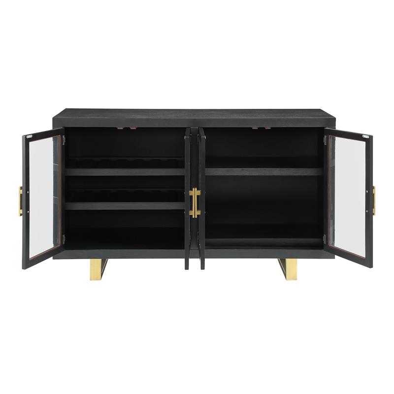 Pemberly Row Mid-Century Rubbed Charcoal Black Solid Hardwood Server
