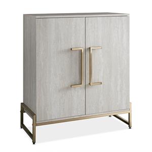 Pemberly Row Modern Faux Marble and Gold Metal Base Wine Cabinet