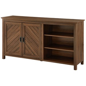Pemberly Row 58&quot 2 Door Angled Groove Sideboard in Dark Walnut
