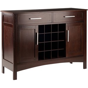 pemberly row transitional solid wood wine rack buffet in cappuccino