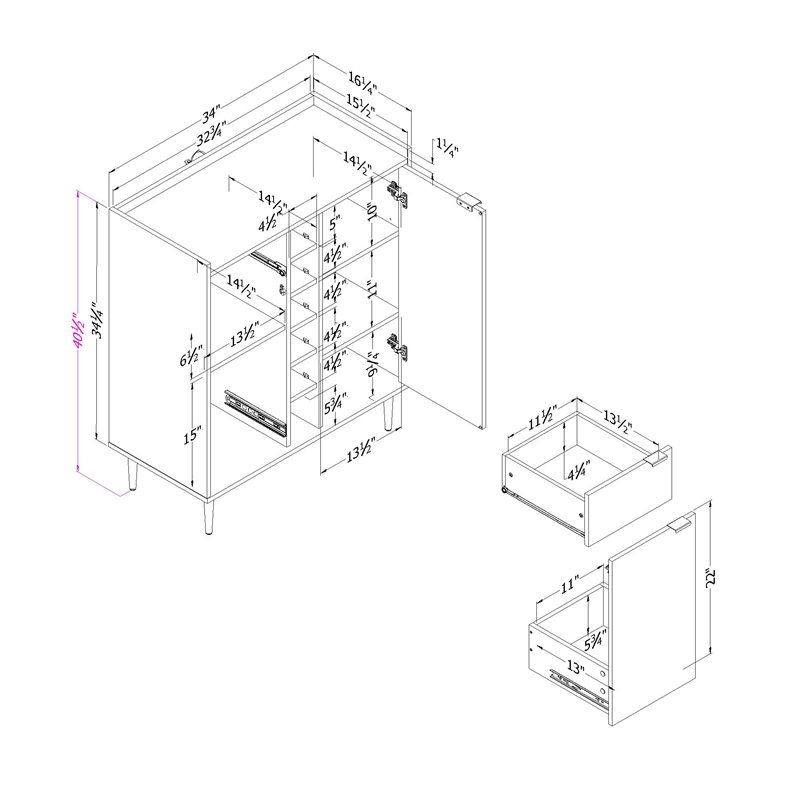 Pemberly Row Buffet with Storage-Natural Walnut and Faux Carrara Marble